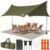 Camping Tarp with Poles & Retainer, 14.5x11FT PU9000mm Waterproof 210D Oxford Cloth Camping Awning, UV Blocking Rate 99.99% Camping Canopy Tent Tarp for Outdoor, Hammock, Car, Picnic (Army Green)
