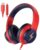Candy Bila USB C Kids Headphones with Microphone, 85/94dB Safe Volume,Foldable Wired Over-Ear for Boys Girls, Toddlers Headphones for School, Travel, iPad, Tablet, Gradient red to Dark Blue