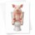CAPYTINI Funny Pig On Toilet Card Blank Greeting Card For Animal Lover Cute Farm Animal Everyday Card Whimsical