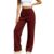 Cargo Sweatpants for Women Drawstring Elastic Waist Wide Leg Trouser Wine