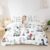 Cartoon Dino Excavator Duvet Cover Full Size, Dinosaur Construction Bedding Set Kids Toddler Construction Vehicles Comforter Cover Construction Site Cars Bed Set Microfiber Zipper (No Comforter)