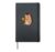 Cartoon hedgehog playing cowbells Hardcover Journal, Black