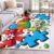 Cartoon Jigsaw Area Rug 4×6 FT, Non Slip Kids Room Carpet, Colorful Bows Hearts Daisy Flowers Washable Soft Floor Carpet Non-Shedding Throw Rug for Dorm Kitchen Study Room Home Office Bedside