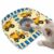 Cartoon Yellow Caravans Feeding Mat, Hookups Roadblocks Stars Blue Border Waterproof Foldable Pet Cat Dog Food Mat Placemats for Cats Dogs Water Bowl 17.7×11.8in