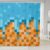 Castle Fairy Pixel Art Shower Curtain Set,Gaming Bathroom Curtain,Kids Girls Boys Cartoon Gamepad Waterproof Curtains Blue Khaki Bathtub Decor with 12 Hooks,72″ W x 72″ L