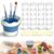 CATEDEE 20 Pack 10ml Empty Paint Pots with Lids,Leak-Proof Paint Cups with Lids,Complete Art Painting Set with 3 Paint Brushes&Foldable Brush Wash Cup,for Acrylic Watercolor DIY Craft Classroom School