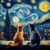 Cat Jigsaw Puzzles 1000 Pieces for Adults, Starry Night Art Puzzle with Letters on Back, 22.8 x 22.8in Difficult Hard Challenging Jigsaw Puzzles, Perfect Christmas Birthday Party Home Decor Gift