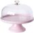 Ceramic Dessert Plate and Plastic Dome Creative Pastry Dessert Table Restaurant Bread Display Stand Decorative Serving Tray (Color : Pink) (Pink)