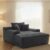 Chaise Lounge Chair, Sleeper Sofa Bed, Plush Convertible Sofa Chair, Grey Boneless Armchair with Wide Armrest and 2 Throw Pillows, No Assembly, Living Room Bedroom