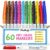 Chalkola 60 Fine Tip Dry Erase Markers Bulk Whiteboard Markers, 12 Colors