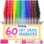 Chalkola Dry Erase Markers Bulk (60 Pack, 12 Vibrant Colors) Chisel Tip