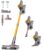 CHEBIO Cordless Vacuum Cleaner, 550W/45Kpa Vacuum Cleaners for Home with LED Display, Anti-Tangle&Wall Mount, 65Mins Wireless Vacuum, 8 in 1 Lightweight Stick Vacuum for Hard Floor/Carpet/Hair (Gold)