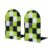 Checkerboard Animal Skin Neon Green Black Bookends