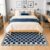 Checkered Area Rug, Geometric Contemporary Border Square Navy Blue Dorm Room Essentials Indoor Rectangle Carpet Non Shedding Rugs for Bedroom College Dorm Kitchen Decor 4′ X 6′