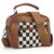 Checkered Crossbody Bags for Women Plaid Womens Cross Body Purses Checkerboard Leather Shoulder Bag Handbags (A01 Dark Brown)