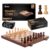 Chess Armory 15 inches Walnut Wooden Chess Set and Chess Clock Bundle for Kids and Adults