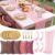 Chicplaid 17 Pcs Pink Table Decor Set Pink Gauze Table Runner 4 Woven Placemats 4 Cheesecloth Napkins 4 Wood Bead Napkin Rings 4 Pillow Covers for Romantic Wedding Birthday Party Home Backyard