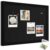 Chicplaid 24 x 16.4 Inch Bulletin Board, 0.7″ Extra Thick Foldable Self Adhesive Felt Cork Pin Board Oatmeal Frame for Wall Office Home Decor College Dorm Room Photo Display with 30 Pins(Black)