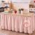 Chicplaid Pink Ruffle Teacher Desk Skirt Rustic Linen Texture Teacher Desk Skirt Rectangle Round Table Tablecloth for Back to School Classroom Decor Office Bookcase Cabinet Supplies