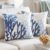 Chicplaid Set of 2 Summer Coastal Throw Pillow Covers 18″x 18″ Coral Branch Ocean Themed Pillowcase Nautical Cotton Square Pillowcases Farmhouse Decorative Cushion Covers for Sofa Couch Living Room