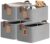 CHICVITA 4 Pack Foldable Fabric Storage Bins with Metal Frame, Gray