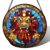 Chinese Lion Dance Abstract Stained Glass Style Suncatcher,Window Hanging Decor,DIY Puzzle,New Year & Holiday Gift,7.4 in,83 Pieces Irregular Pieces