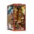 Christmas Street Corner DIY Book Nook Kit, LED Light Miniature Dollhouse Bookend, 3D Wooden Puzzle Craft Kit Gift for Adults, 9.05 x 7.08 x 4.33 in