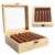 Cigar Humidor Box with Cedar Wood Chips, Wooden Cigar Humidor Case Holds 7-12 Cigars, Desktop Storage Box Keeps Cigars Fresh, Cigar Accessories Gift for Men
