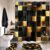 Cinbloo 4Pcs Black and Gold Shower Curtain Set, Abstract 3D Cube Gradient Futuristic Geometric Modern Bathroom Curtain with Rug, Toilet Lid Cover, Bath Mat, Aesthetic Shower Curtain with 12 Hooks