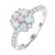 CiNily Opal Statement Rings Silver Plated Pink CZ Flower Ring for Women Flower Opal Design, Created Fire Opal Inlay, Dainty Lightweight Stackable, Anti-Tarnish Finish, Bridal/Birthday Gift, Size 11
