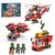 City Fire Truck Building Sets with Helicopter Plane & 3 Firefighter Figures
