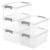 Citylife 17 QT 5 Pack Large Storage Bins with Lids, Plastic Storage Container Stackable Box with Locking Latches for Home, Office, Closet & Pantry Organization, Clear White