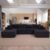Claiks 120″ Boneless Couch, U-Shape Corduroy Sectional Sofa, Black