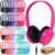 Classroom Headphones Bulk 40 Pack, Wired Heavy Duty On-Ear Headsets for K-12 Kids Students, 3.5mm Jack for Chromebook, Laptop, Computer, Library, Group Learning & Testing – Assorted Bright Colors