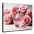 Clear Cut Crystal Round Pink Perfume Bottle Fresh Pink Rose White Gloss Background Canvas Wall Art Luxury Cosmetic Vanity Decor Canvas Fabric (20x27Inch Frame)