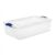 Clear Plastic Storage Box with Lid, 32-Quart, Blue Lock