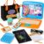 Cleboen Pretend Play Home Office Set for Kids — Toy Laptop Computer, LCD Writing Tablet, Pop Fidget Calculator, Phone, Headset, Glasses, Coffee Cup & Handbag, Birthday Gifts for Boys Girls Age 3-5-7