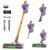 Clinkal Cordless Stick Vacuum Cleaner, 40Kpa Powerful Suction Vacuum Cleaner with LED Headlight, Detachable Battery, 8-in-1 Lightweight Handheld Vacuums for Pet Hair Carpet and Hardwood Floor, Purple