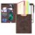 Clipboard with Storage for Men Women, Leather Padfolio Portfolio Organizer 5 Folders with 10 Pockets, Spiral Clipboard Folio with Notepad for Letter Size, Elastic Closure and Pen Loop Brown