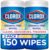 Clorox Disinfecting Cleaning Wipes for Spring Cleaning & Allergy Season, Bleach Free, Fresh Scent and Crisp Lemon, 75 Count Each, Pack of 2