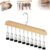 Closet Organizer with 10 Clips, Space Saving Hanging Closet Organizer, Space-Saving Hat Scarf Clothespins for Jeans Skirts Socks Pant Hangers with Clips (Wood-10 Clips, 1PC)