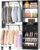 Closet System with Drawer – Reversible 5FT Wood Closet Organizer System with 2 Hanging Rods and Adjustable Shelf, Walk In Closet Organizers with Shoe Rack, Built-In Garment Rack Clothes Rack, Black