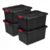 CNEIESD 27 Gallon Latching Storage Totes with Handles, Black, 4 Pack