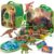 COCO&Friends Dinosaur Toys for Kids 3-5 – Portable Dinosaur Backpack Play Set with Foldable 3D Mat, Pretend Play Toy for 4 Year Old Boy Birthday Gift – Travel Outdoor Beach Toys for Kids Ages 4-8