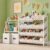 CODACE Kids Toy Storage Organizer – Toy Storage Shelf for Toddlers with 12 Removable Fabric Bins & 2 Boxes & 2-Tier Bookshelves, Organization for Playroom & Bedroom & Nursery, Anti-Tip Design, White