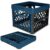Collapsible Milk Crate 6.6 Gal – Folding Storage Bin Heavy Duty 50lbs, Stackable Cube Organizer for Car Trunk Grocery Dorm Garage, Space Saving Navy Blue Container with