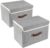 Collapsible Storage Bins with Lids 2-Pack, Linen Fabric, Gray