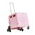 Collapsible Utility Cart with Stair Climbing Wheels, 65L Pink Rolling Cart with Telescoping Handle, Foldable Shopping Ca