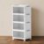 COLLEFUN 23QT Stackable Storage Bins with Lids and Wheels, 4 Tier 92QT Foldable Plastic Storage Drawers with Magnetic Doors, 4 Pack Collapsible Closet Organizer for Bedroom Office, White