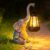 COLOBOBO Solar Elephant Statue Outdoor Garden Decor – 10″ Resin Elephant Figurine with Hanging Solar Lantern, Waterproof Patio Yard Art, Lucky Elephant Gifts for Women Mom Housewarming